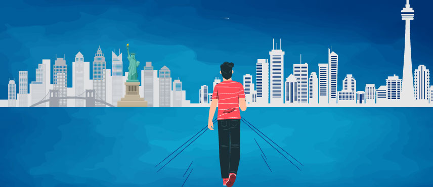 illustration of professional confused about choosing between Canada PR and H1B Visa